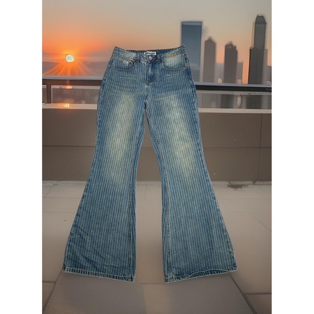 RAGGED PRIEST JEANS SKATE Stripes Denim Size 27 Grunge Street Wear Skateboard